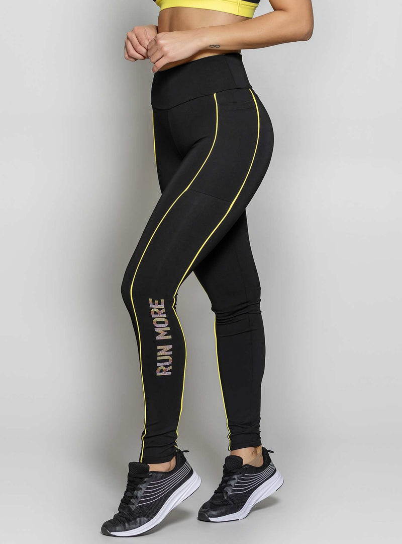 LEGGING COM BOLSO PRETO/AMARELO P