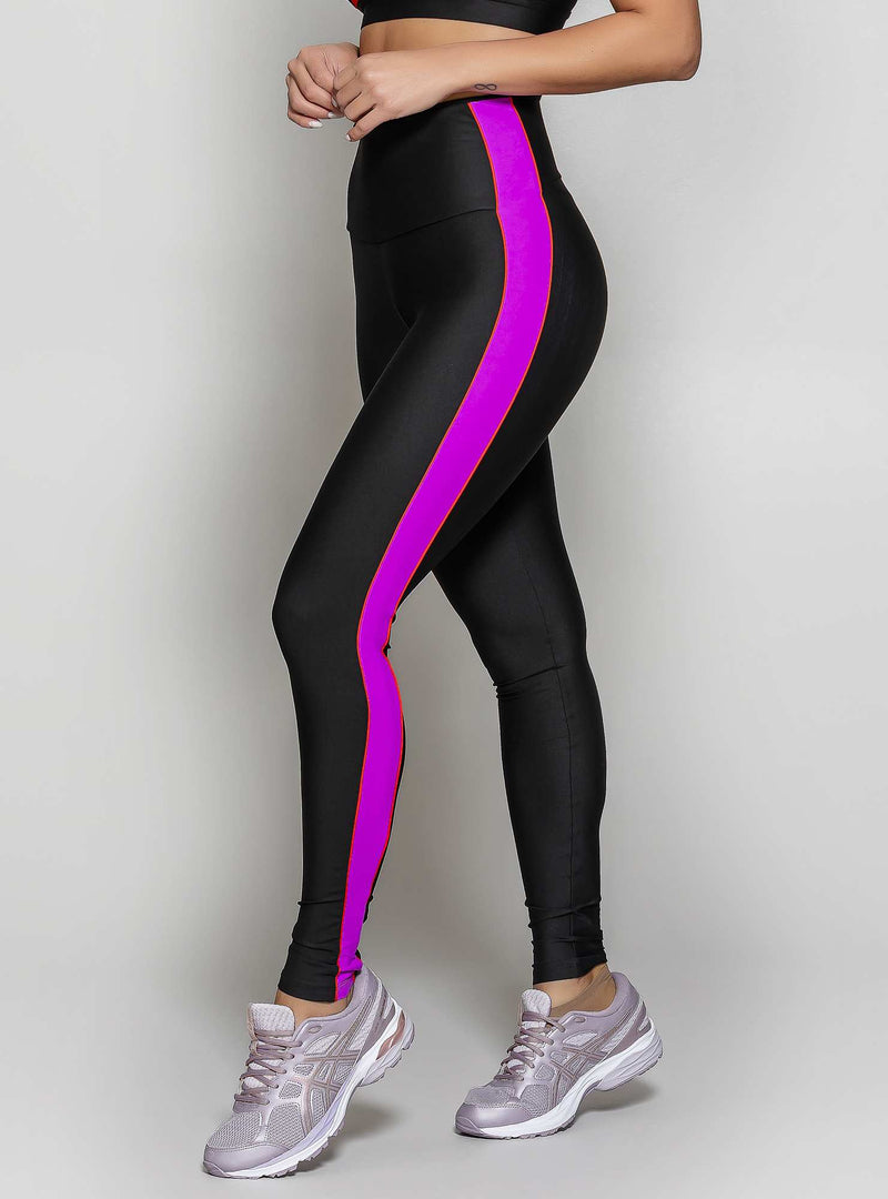 LEGGING CINTURA ALTA PRETO/ROXO MOVE M