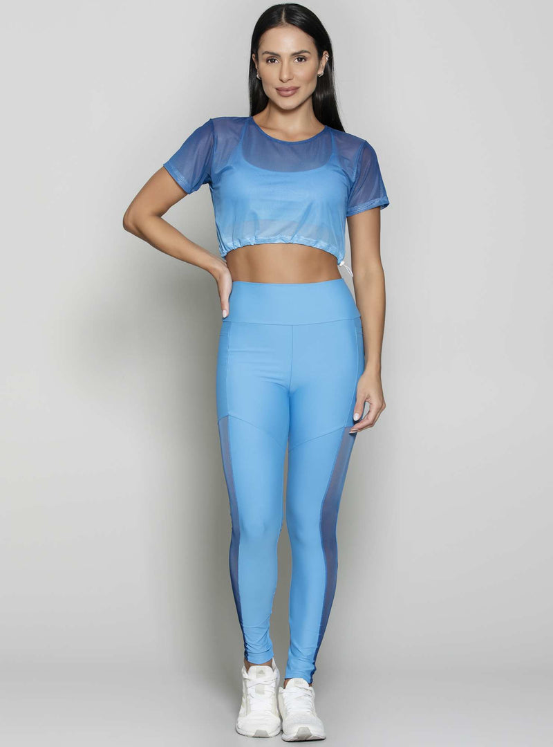 BLUSA BOXY TULE PLIE AZUL M