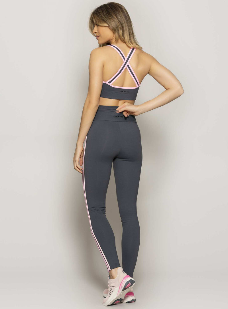 LEGGING COM BOLSO POWER FIT CINZA/ROSA P