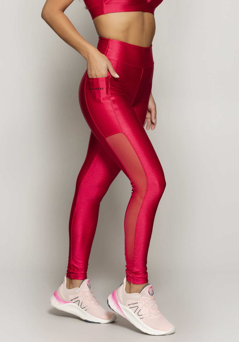 LEGGING COM BOLSO SHINE RISCADO ROSA P