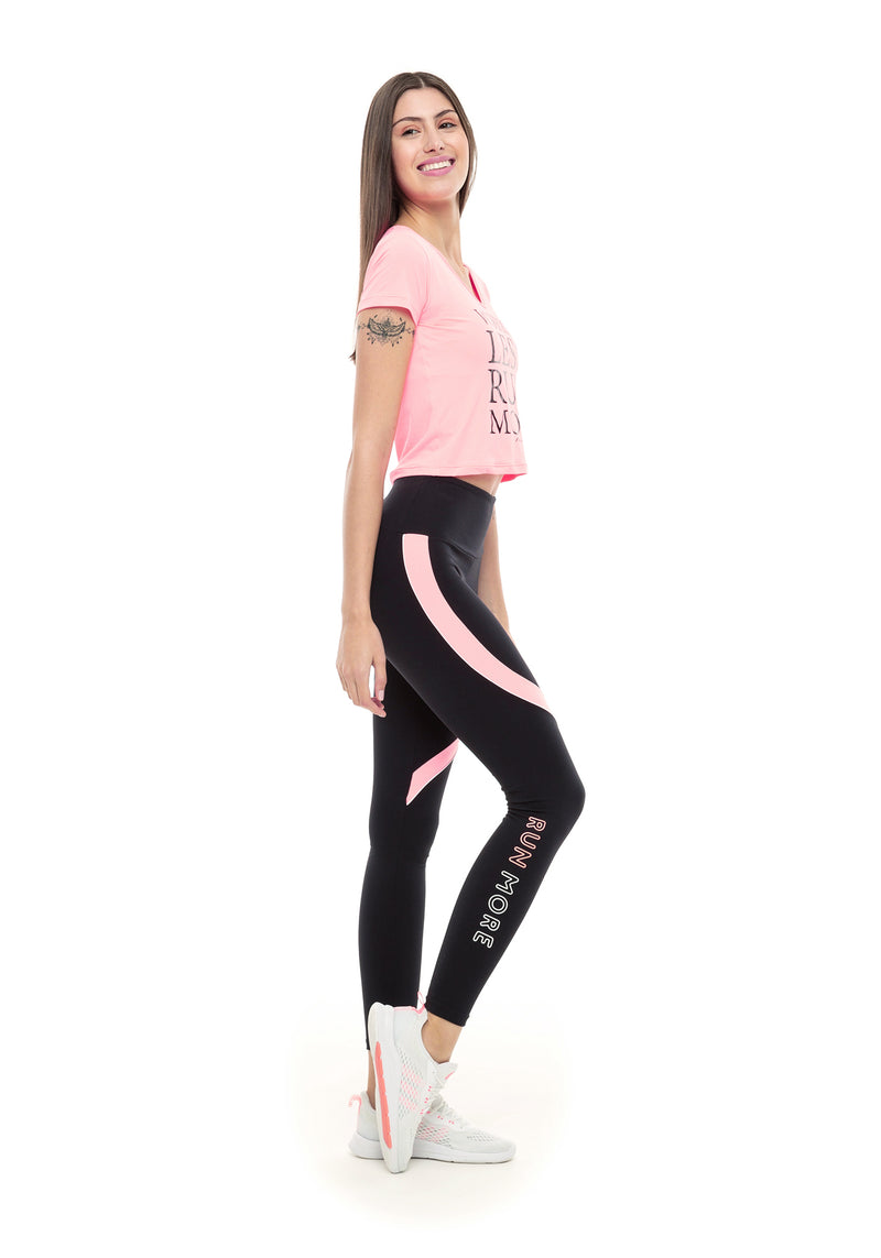 LEGGING RUN MORE POWER FIT PRETO/ROSA P