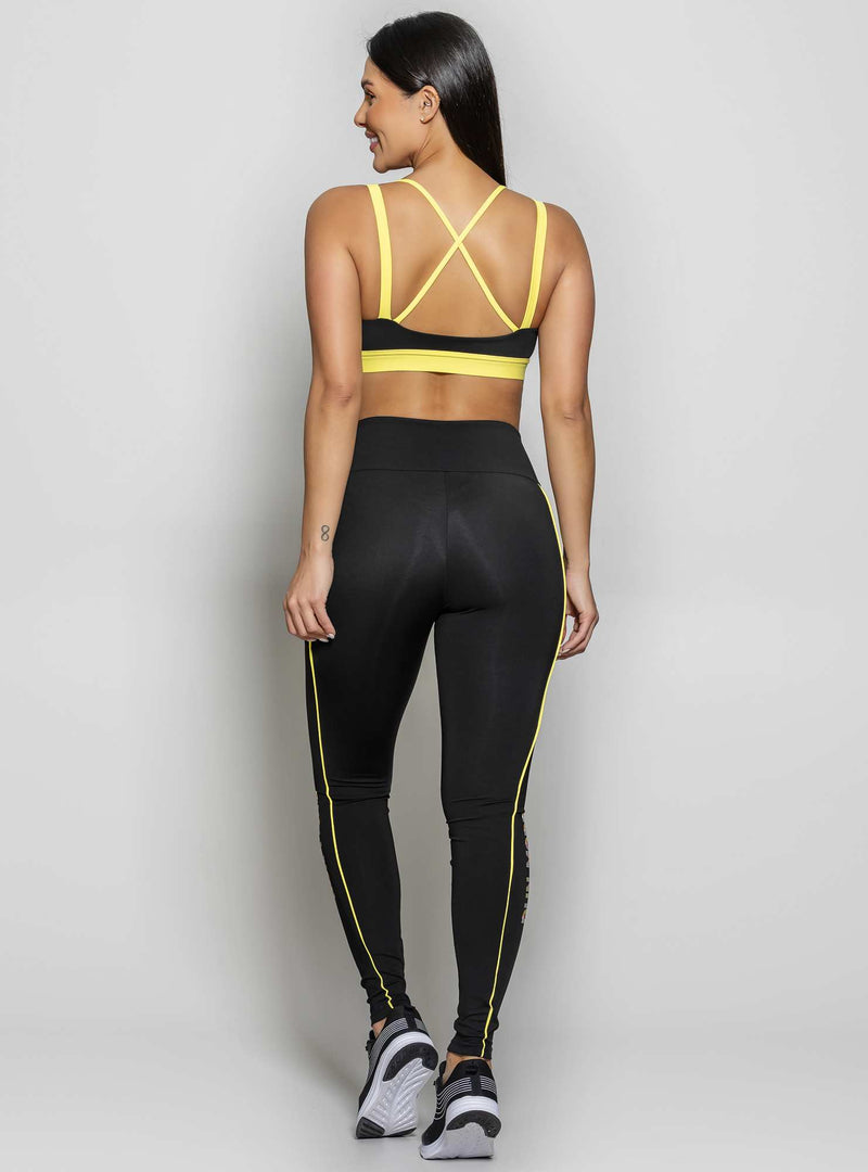 LEGGING COM BOLSO PRETO/AMARELO P