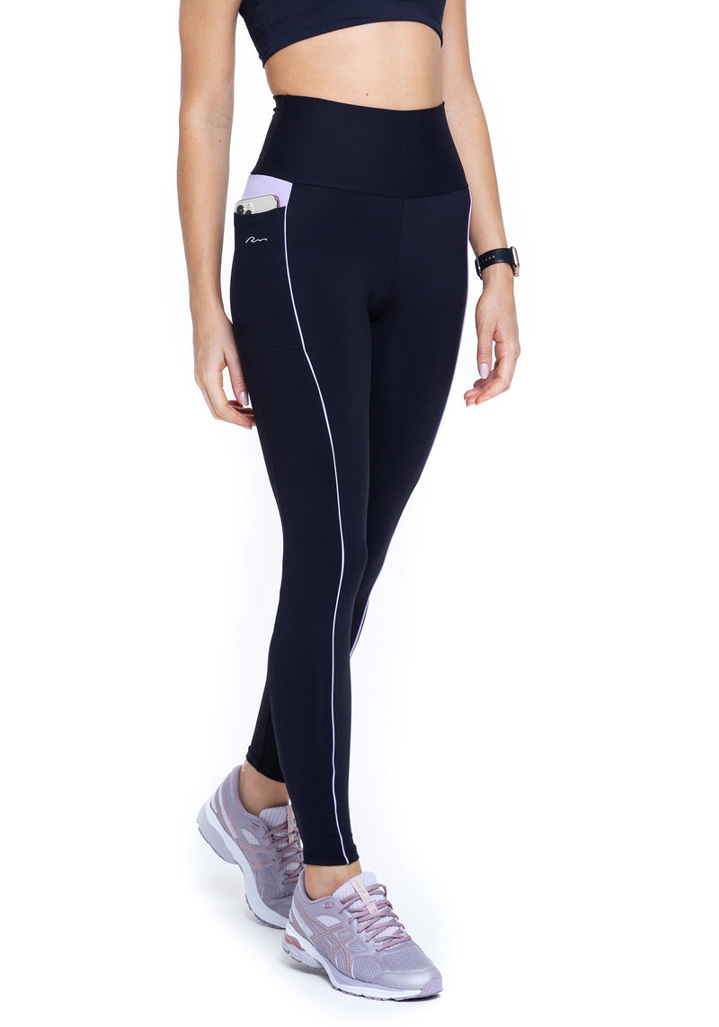 LEGGING COS ALTO EMANA PRETO/ROXO G